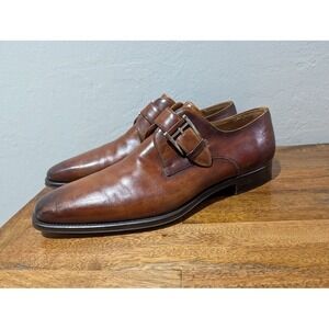 MAGNANNI - Mens‎ 10.5m Monk Strap Buckle Leather Shoes